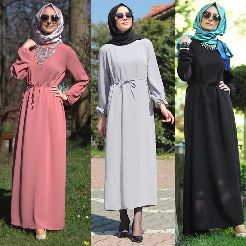 Винтажное мусульманское платье для женщин облегающие макси платья хиджаб с