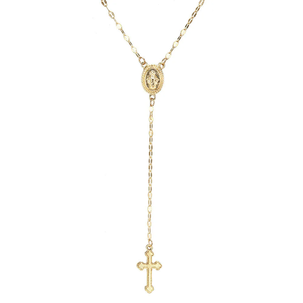 

Christian Cross Bohemia Religious Rosary Pendant Necklace For Women Charm Jewelry Gifts New Arrival Hot Vintage Gold Rose Gold