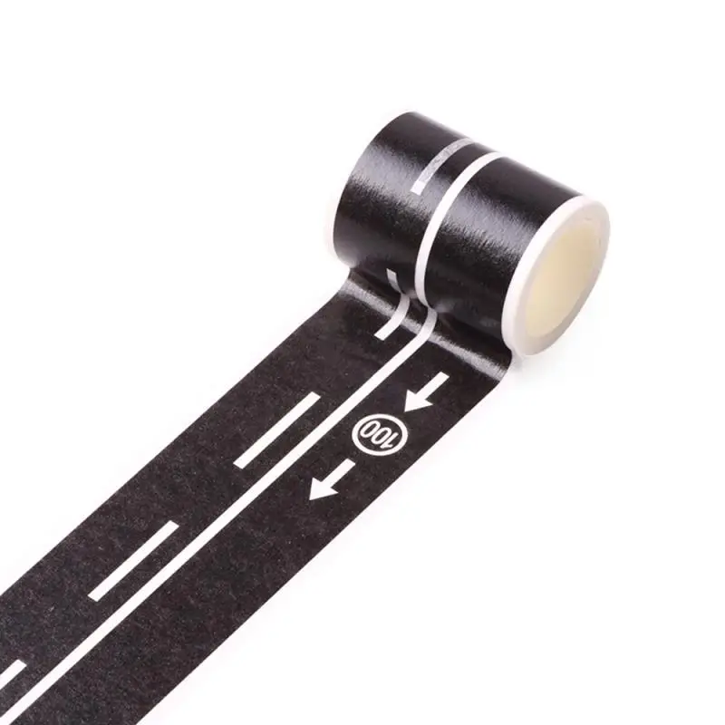 Cinta de Papel extra&iacute;ble para decoraci&oacute;n del hogar, adhesivo creativo para suelo de carretera, carretera, coche de tr&aacute;fico para ni&ntilde;os, juguetes-5