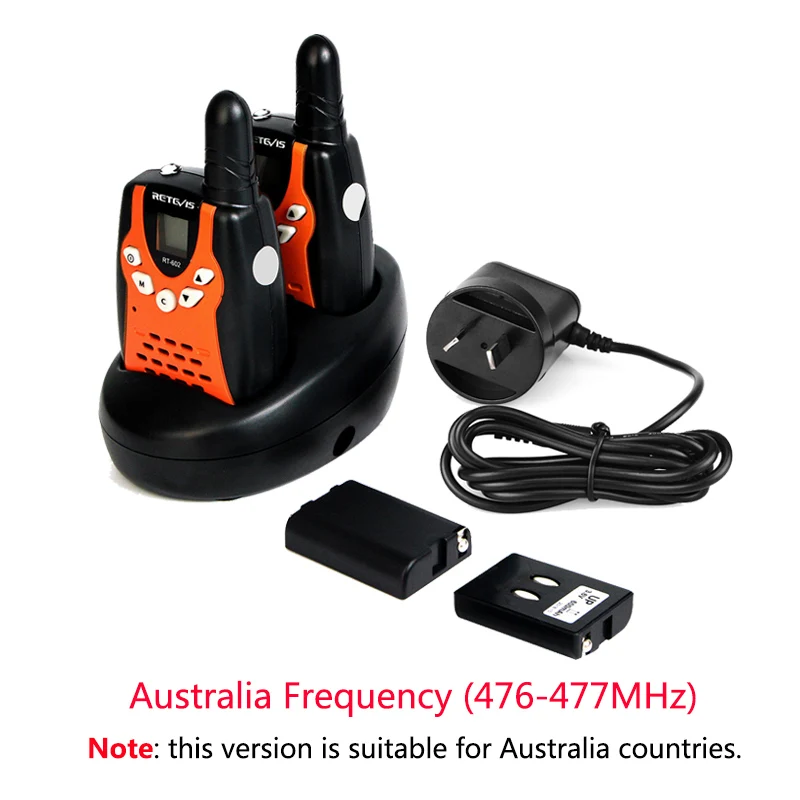 2 шт перезаряжаемая рация для детей Retevis RT602 Walky Talky для детей 0,5 Вт PMR Talkie-рация с батареей Рождественский подарок - Цвет: AU Frequency