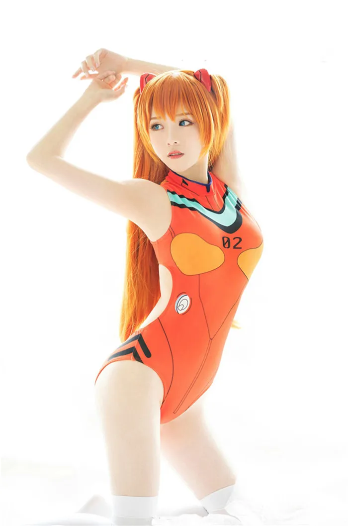 Сексуальные аниме Аска Лэнгли сорью (Evangelion EVA Косплэй купальник с открытой спиной