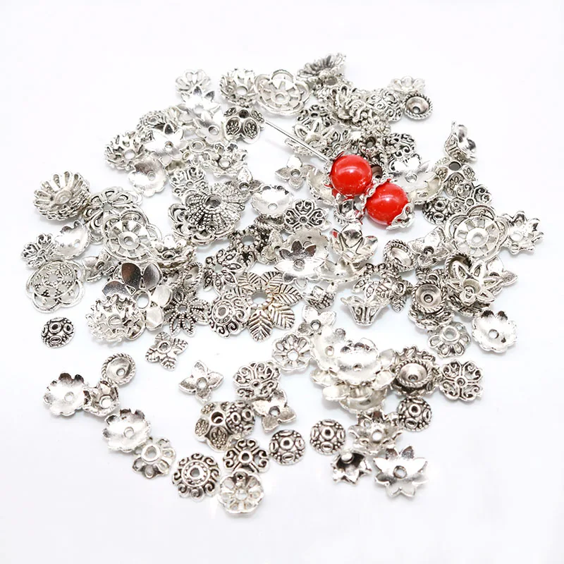 Металлические бусины в винтажном стиле большие шапочка с цветком бусинами для