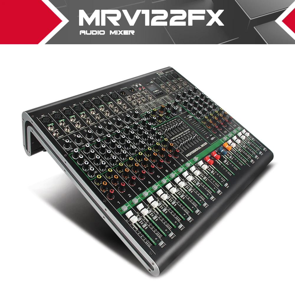 XTUGA MRV122FX 12 канальный аудио микшер звуковая плата ультра-Мода из всех металлических шасси с цифровым дисплеем MP3, Bluetooth, EQ, эффект