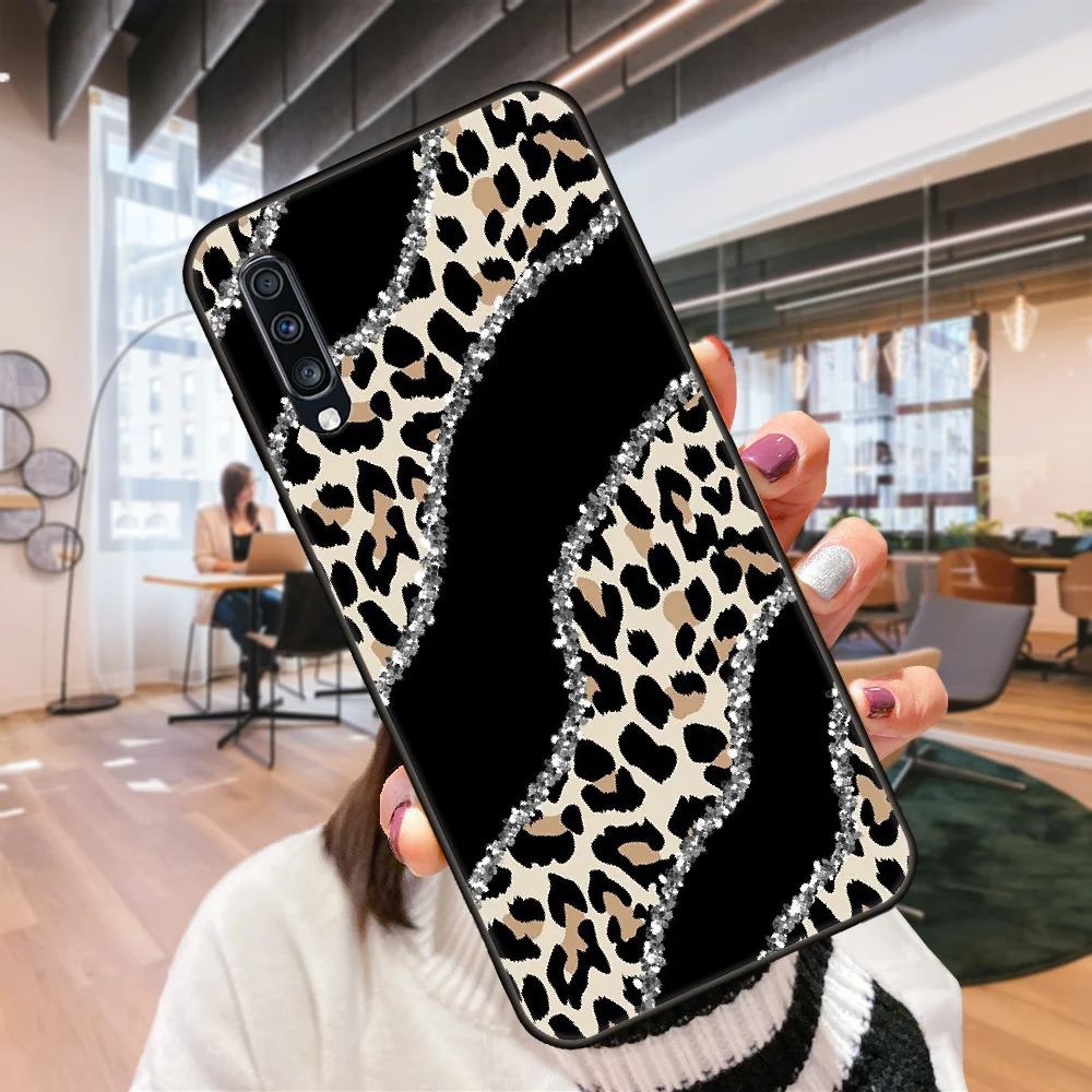 Phone Case For Samsung Galaxy A 50 51 71 70 7 5 10 20 30 40 41 21 S E Black Cover Hoesjes Tpu Funda Luxury Leopard pattern | Мобильные