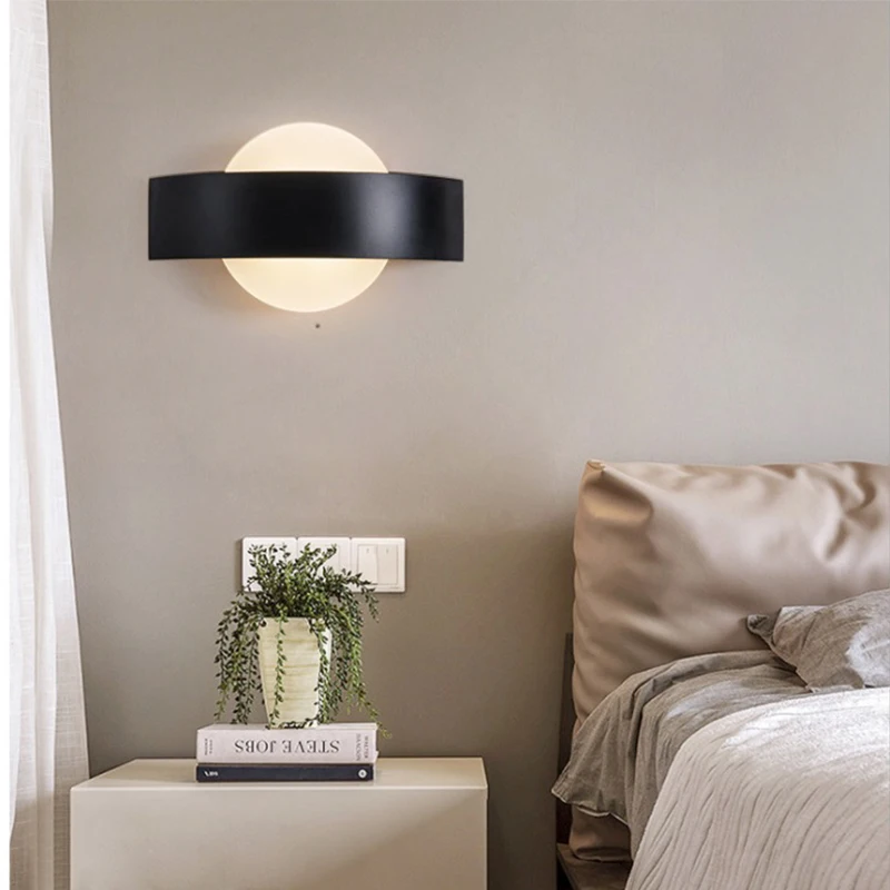 

LED Nordic wall lamp modern minimalist living room lamp bedroom bedside balcony lamp corridor aisle wrought iron creative lamps