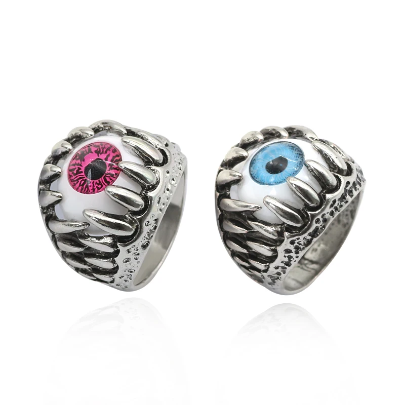 

Punk Devil Eyes Rings Men's Retro Gothic Red Blue Eyes Claws Rings Men's Hip Hop Rock Men's Fingers Knight Jewelry Rings Jewelry