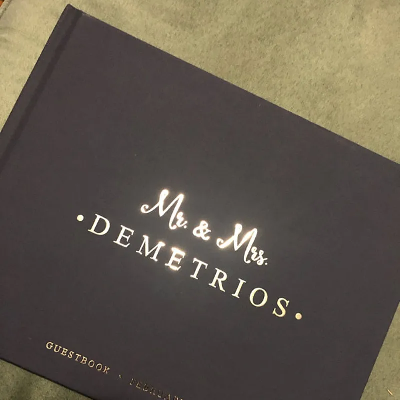 Серебряная фольга Свадебная Гостевая книга на заказ Mr &amp Mrs альтернативная идея