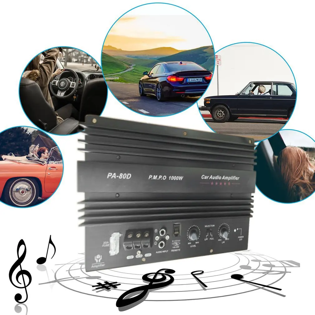 

12V 1000W Amplifier Board Mono Car Audio Power Amplifier Powerful Bass Subwoofers Amp for Car Modification PA-80D