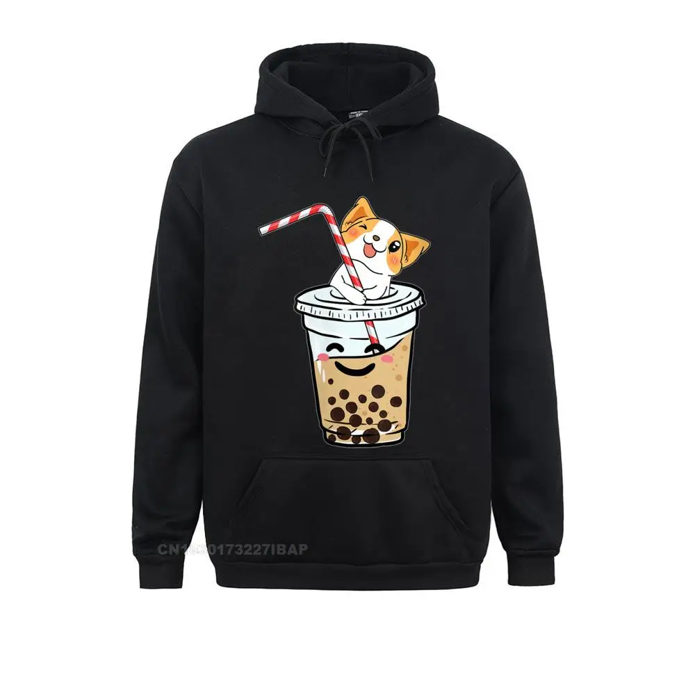 Женские милые корги, забавные Пузырьковые чаепития, толстовки с капюшоном и круглым вырезом в виде валлийской собаки бобы, худи, купоны, китайская одежда, крутая мужская одежда