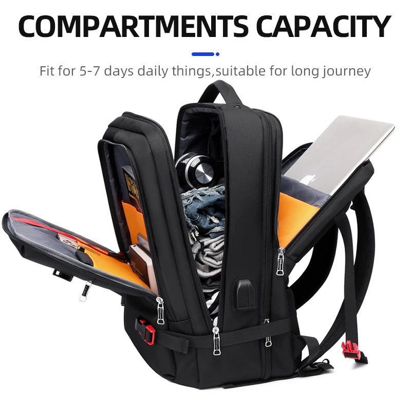 2022 WIERSOON 45L Male Expandable Large Capacity Traveling Backpack for 17 inch Laptop Men's Backpack Approved Weekender Bag
