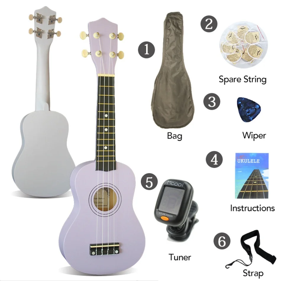 2" Гавайская гитара Ukulele Soprano акустика нейлон 4 строки инструмент укулеле из красного дерева сопрано для начинающих миниатюрная гитара укулеле высокое качество - Цвет: Фиолетовый
