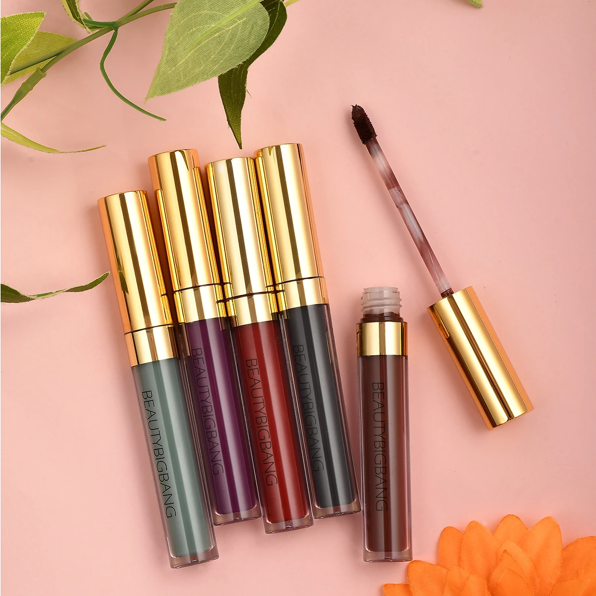 Beautybigbang жидкая губная помада, макияж, сексуальные цвета, красный, черный, розовый цвет, матовая губная помада, водостойкая, стойкий блеск для губ, набор для губ