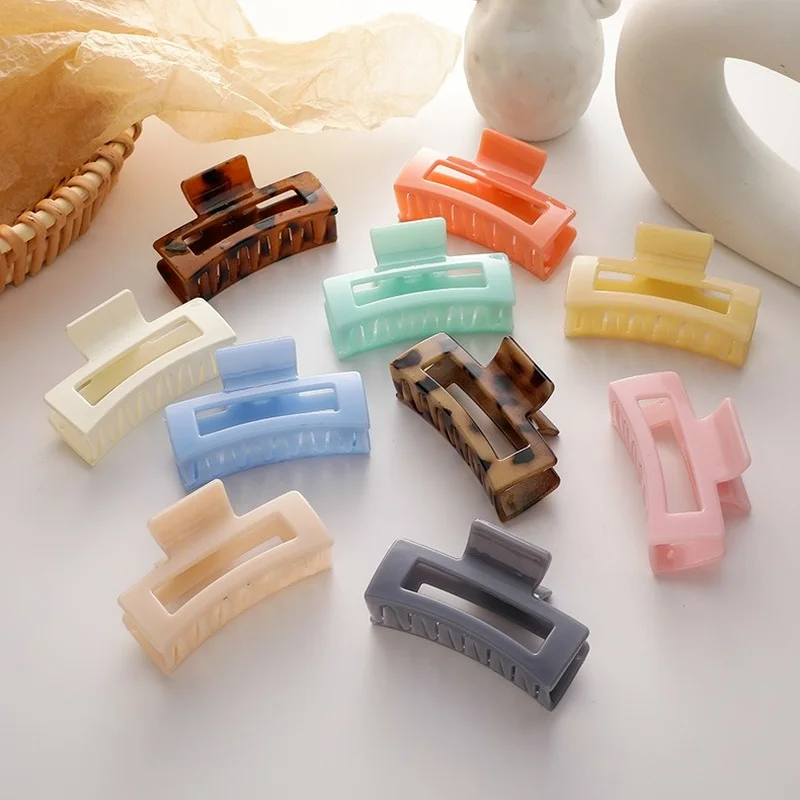 

Temperament Gentle Color Hair Claws Elegant Acrylic Hair Clips Square Hairpins Barrette Headwear for Women Hair Accessories