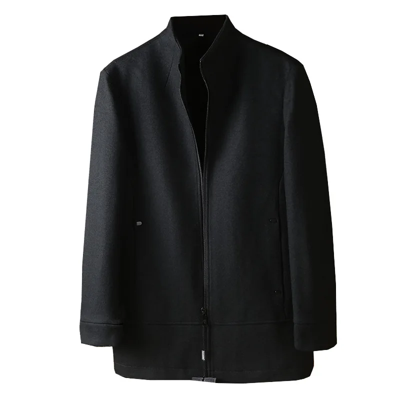 

PARKLEES 2021 Cotton Wool Trench Coat Men Windproof Warm Zipper Slim Solid Stand Collar Coats Office Business Plus Size Jackets
