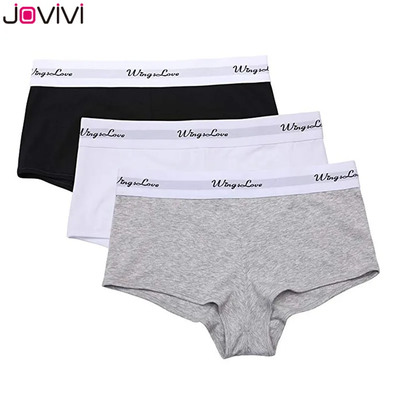 Jovivi, 3 шт., женские трусы для мальчиков, спортивные сексуальные бесшовные трусики, трусы, разноцветные, размер S-L, черные/белые/серые, Wingslove, трусики