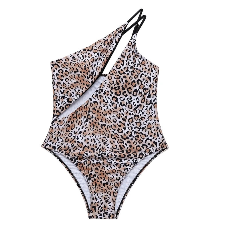 

Leopard Print One-Piece Swimsuit Sexy One-Piece Bikini Simple Low Cut for Women Girls Beach Bathing Suits Swimwear