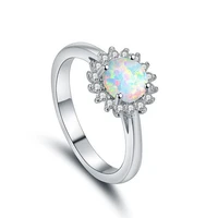 fashion silver plated color fire opal inlaid crystal rhinestone zircon female ring for women party jewelry accessories