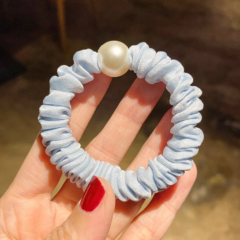 

Hair Ties Big Pearl Summer Colorful Folds Elastic Hair Bands Women Girls Ponytail Scrunchies Korean Kawaii Hair Accessories