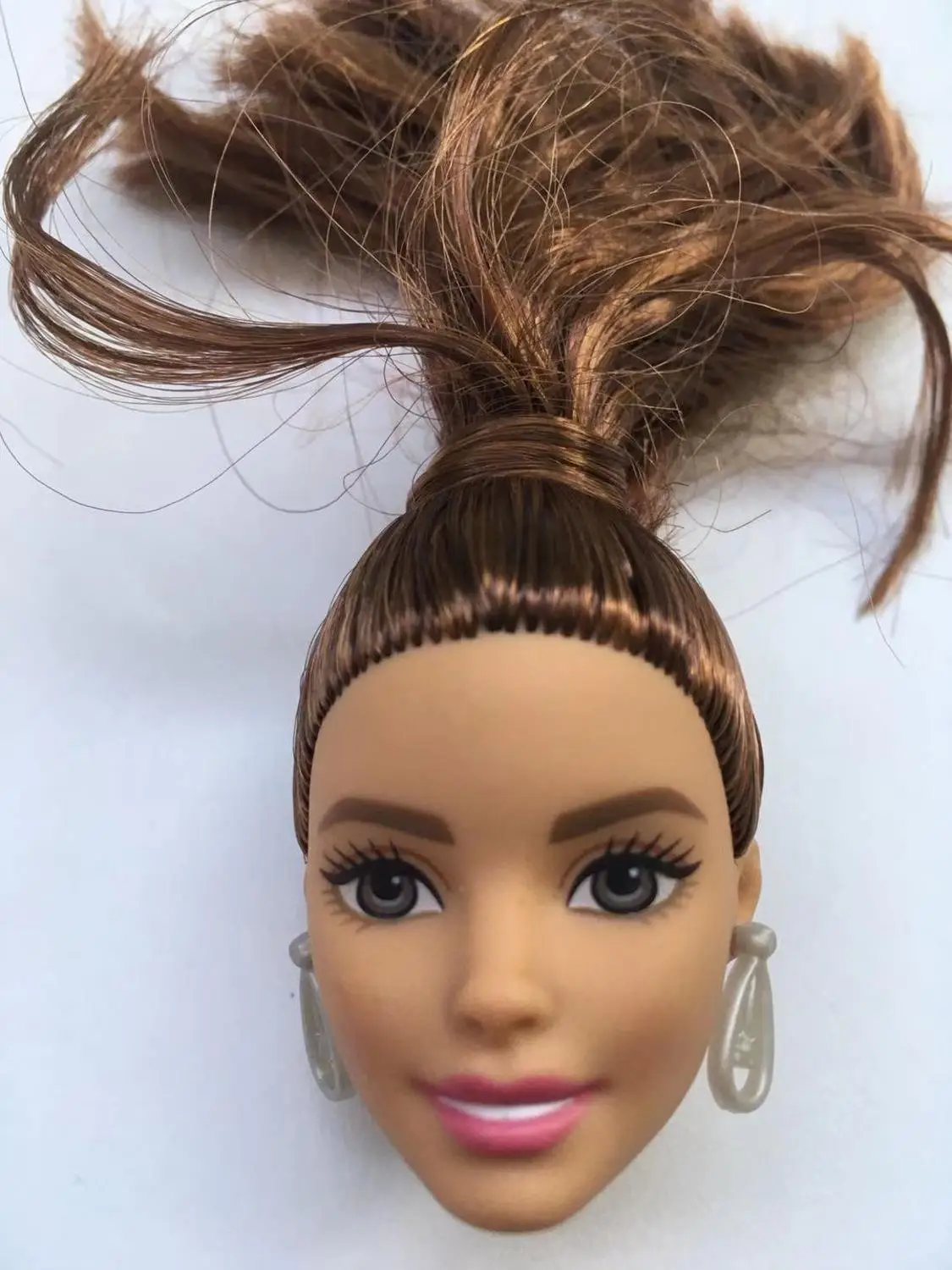 with earings Dimple лицо кукла игрушка голова принцесса редкая коллекция кукла голова девочка DIY туалетный волос игрушки Детский Макияж DIY игрушка девочка подарок на день рождения - Цвет: with earings