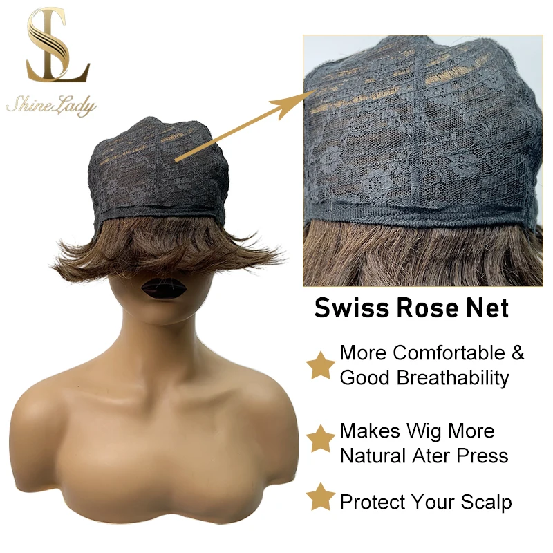 

Full Machine Made Ombre Blonde Burgundy Wigs Pixie Cut Human Hair Wig Short Bob Straight Cheap Human Hair wigs For Black Women