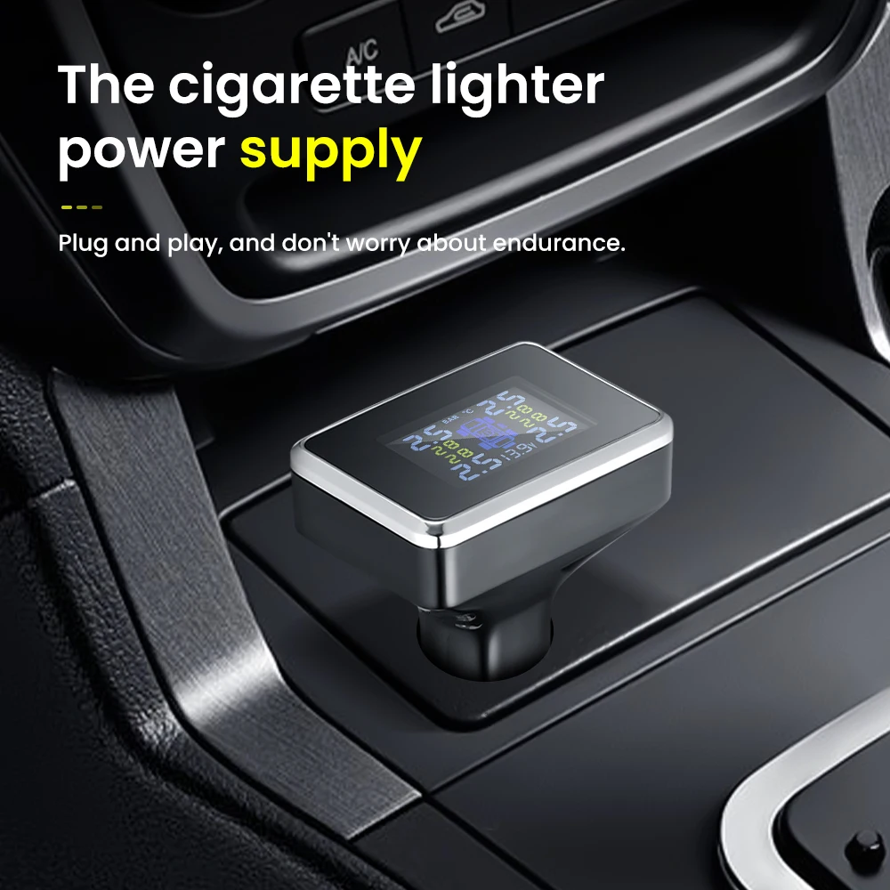 Беспроводной автомобильный датчик давления в шинах TPMS с ЖК-дисплеем USB-Зарядка