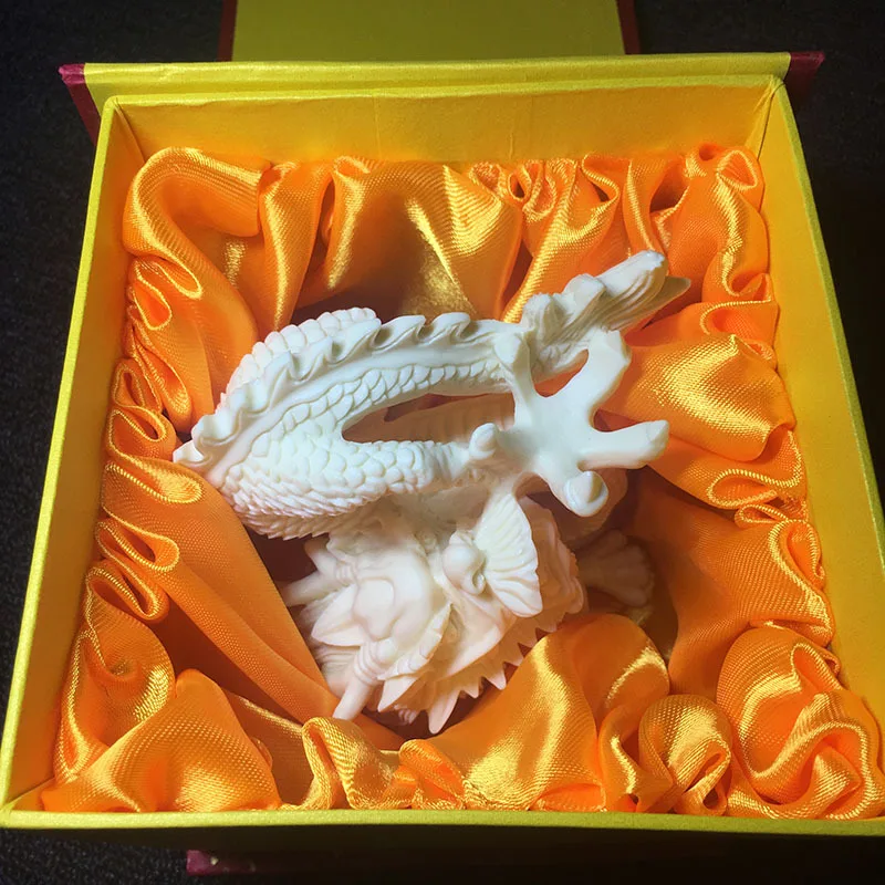 Статуя из бисера с белым драконом изысканная ручная работа искусственная