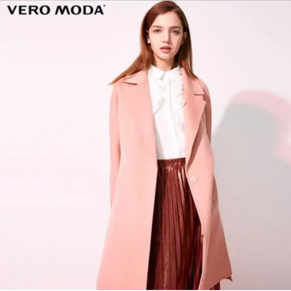 Vero Moda Женское шерстяное пальто средней длины со скрытыми пуговицами с отворотом на плече | 318427511 - Цвет: Rose