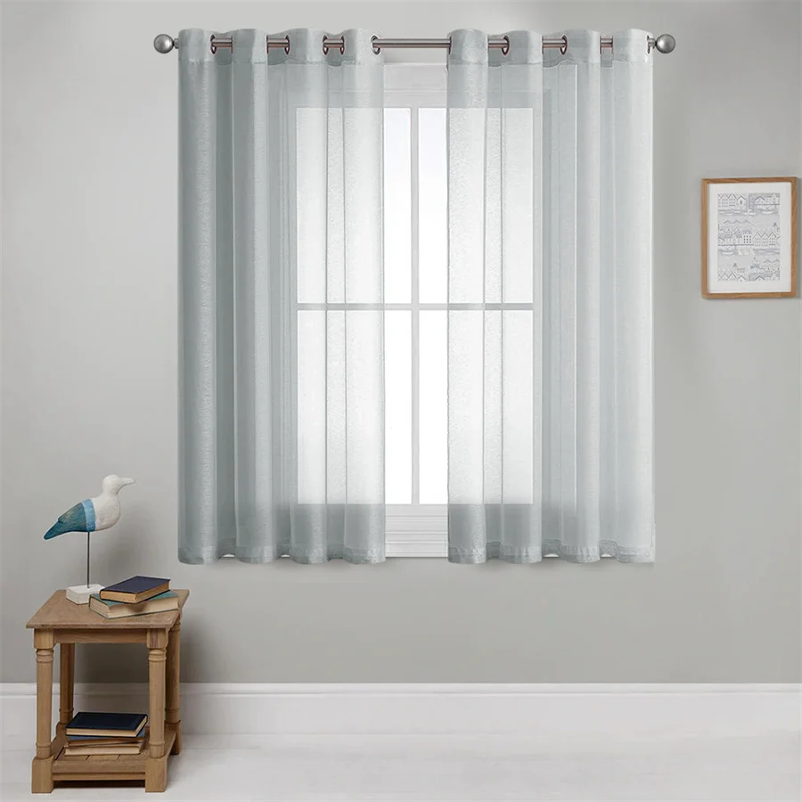 

BILEEHOME Sheer Curtains White Kitchen Curtains Sheers Short Curtains Living Room Small Curtain Bedroom Voile Window 2 Panel