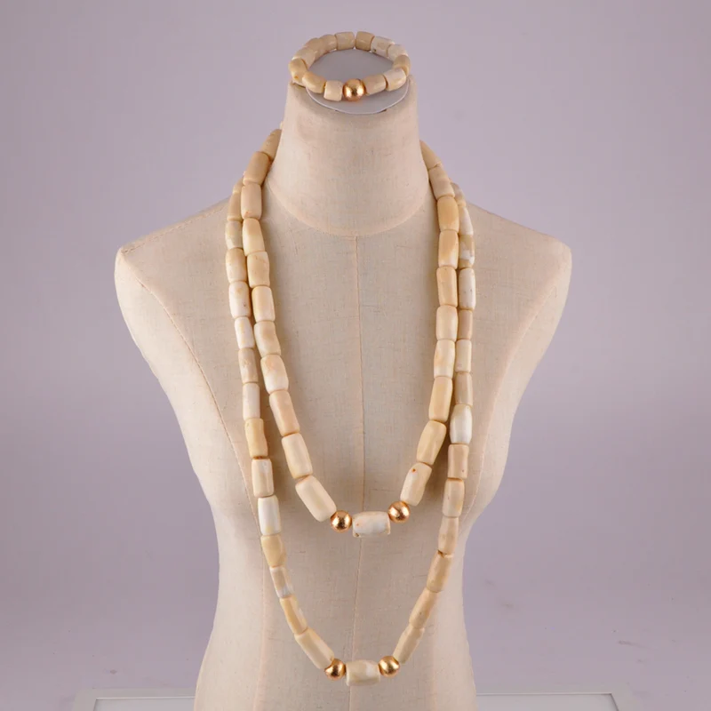 

Комплект из колье и бижутерии, для мужчин и женщин, белый нигерийский коралл