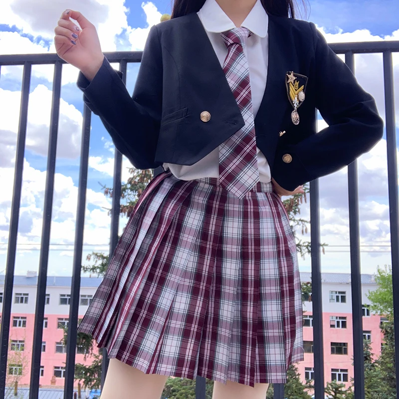 

[Evening Rain] Girl's Summer High Waist Pleated Skirts Plaid Skirts Women Elegant JK Uniforms Girl School Dress Student Cloths