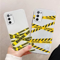 yellow warning cordon phone case transparent for oppo find a 1 91 92s 83 79 77 72 55 59 73 93 39 57 x3 realmev15 reno5 pro plus