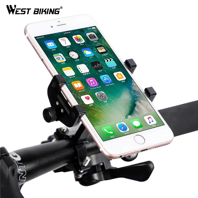 west biking aluminum alloy bike mobile phone holder adjustable bicycle phone holder non slip mtb phone stand cycling accessories free global shipping
