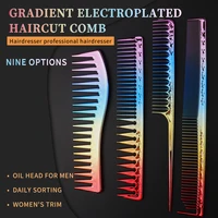 electroplating rainbow comb professional hairdressing anti static entanglement comb barber tool personal combing hair comb