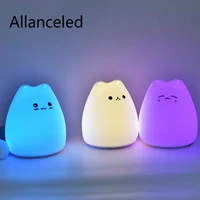 7 color changing cat night lights led soft silicone night lamp touch control kids gift for room bedroom decor cute bedside lamp