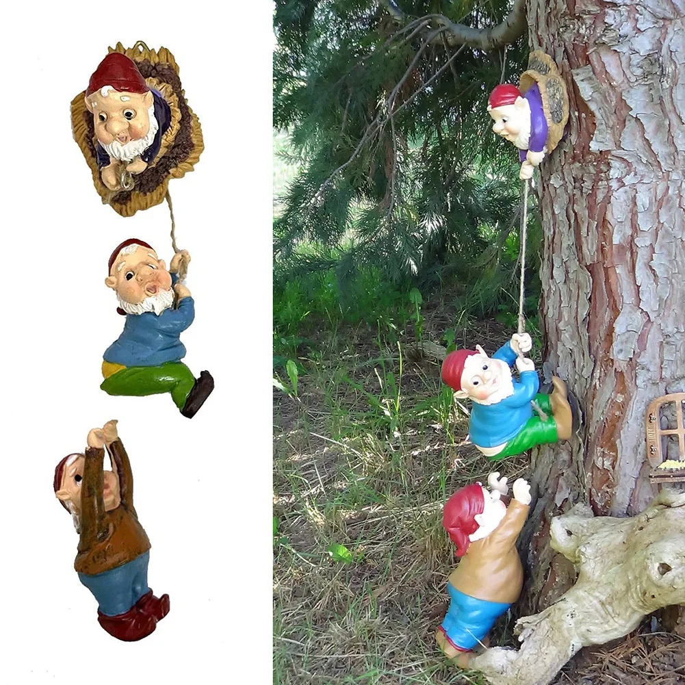 

Climbing Gnome Sculpture Figurines Courtyard Landscape Decoration Resin Take Dwarf Climbing Gnome Dwarf Art Statues Gift