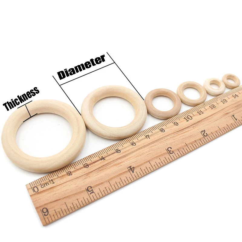 15-100MM Natural Wood Circle DIY Crafts For Jewelry Making Baby Teething Wooden Ring Kids Toy Ornaments Jewel MakingAccessories images - 6