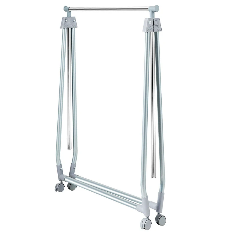 

Extendable Foldable Heavy Duty Clothing Rack Premium Electroplate Metal Tubes Hanging Rod Stable Triangular Structure Hangers