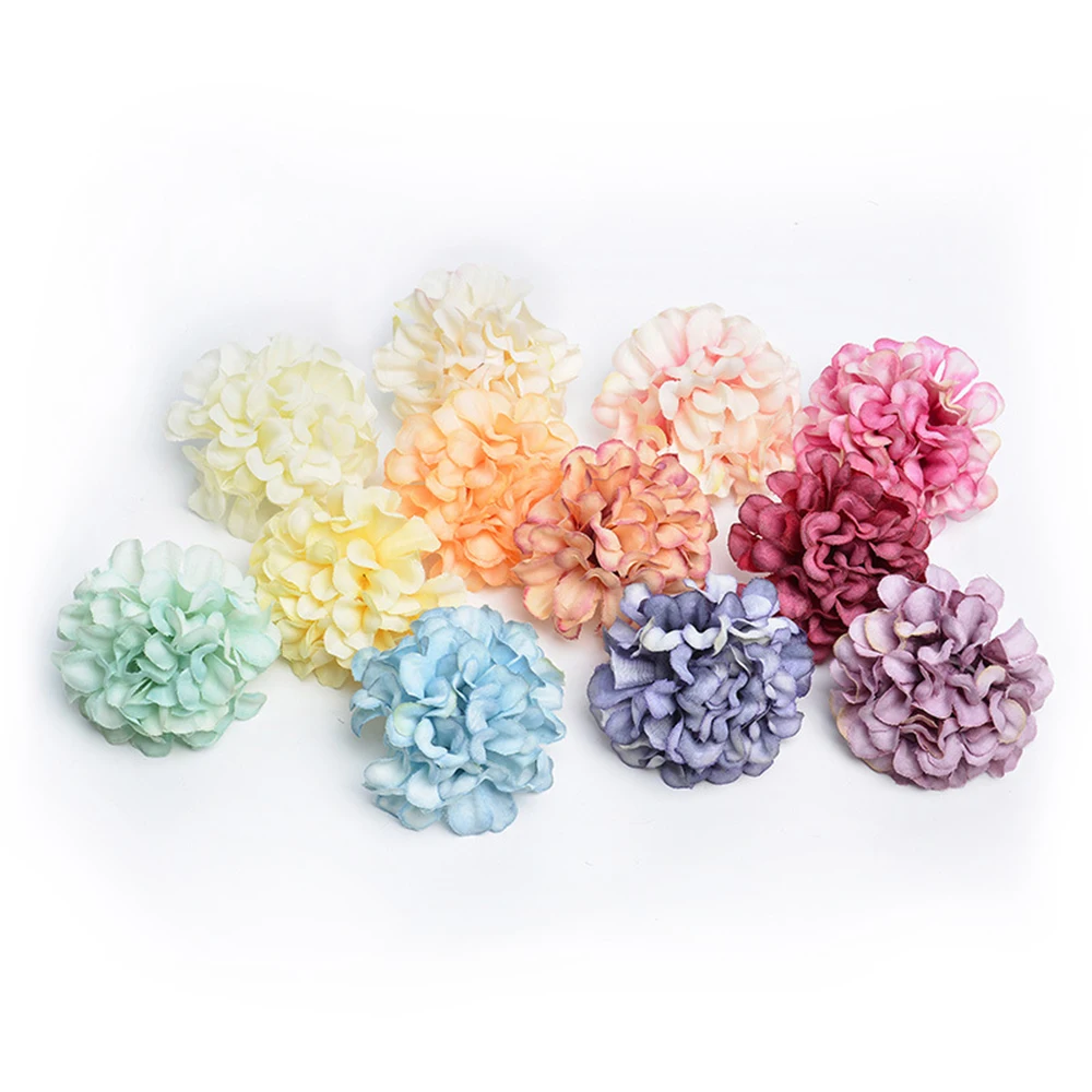 10Pcs/Lot Silk Hydrangea Head For Home Wedding Party Decoration DIY Wreath Gift Box Scrapbooking Craft Cheap Artificial Flowers