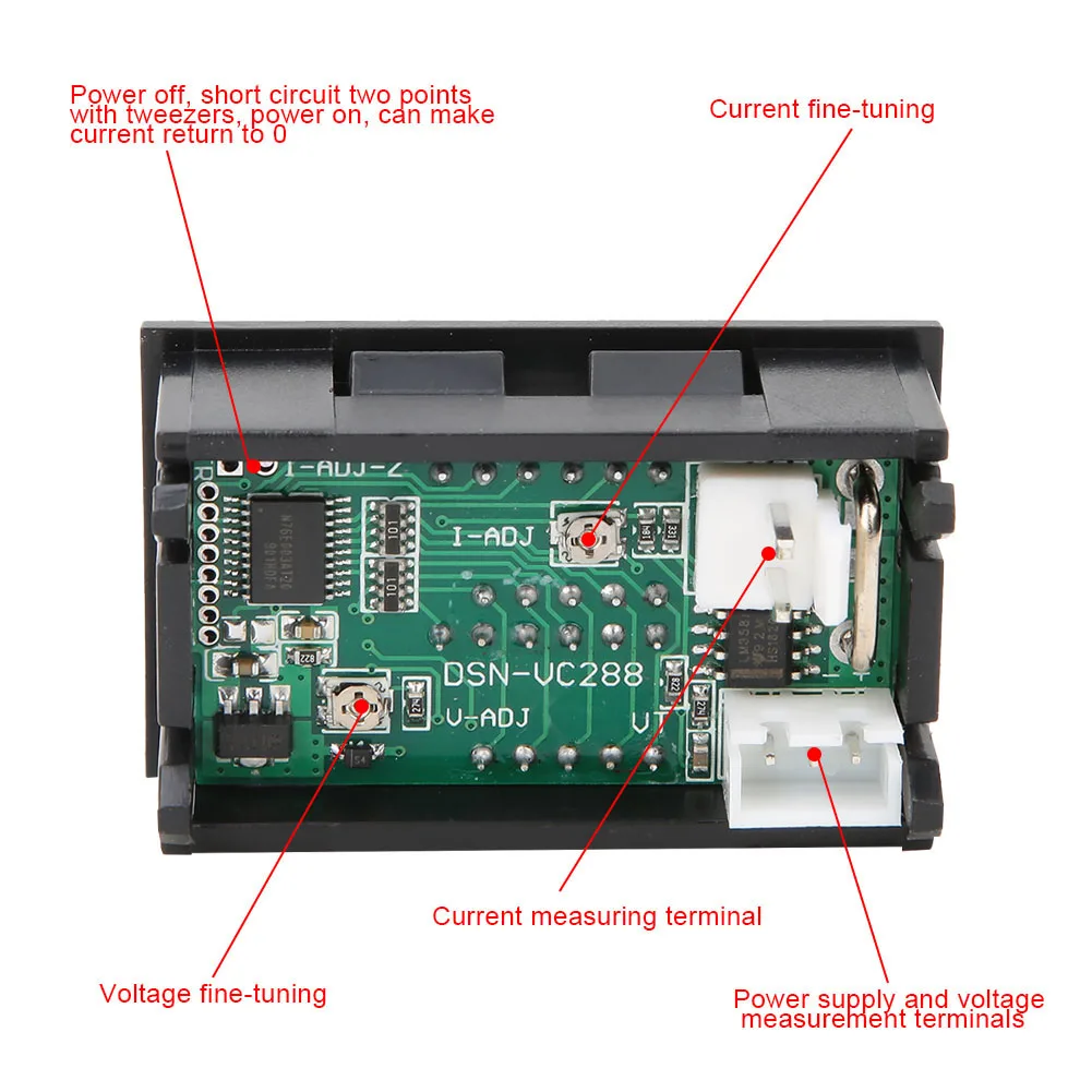 Мини цифровой вольтметр Амперметр DC0 100V/10A светодиодный DC двойной дисплей датчик