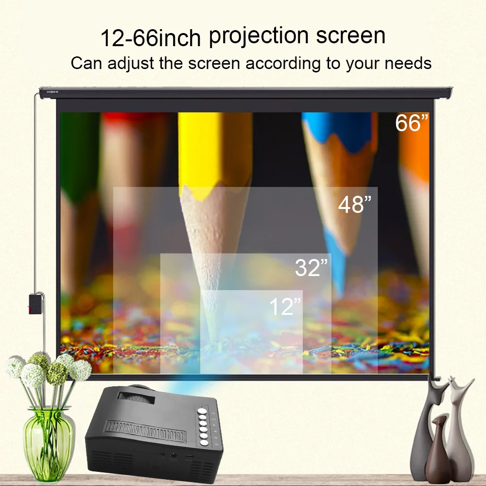 Мини портативный проектор 1080P видео со светодиодный лампой для мобильного