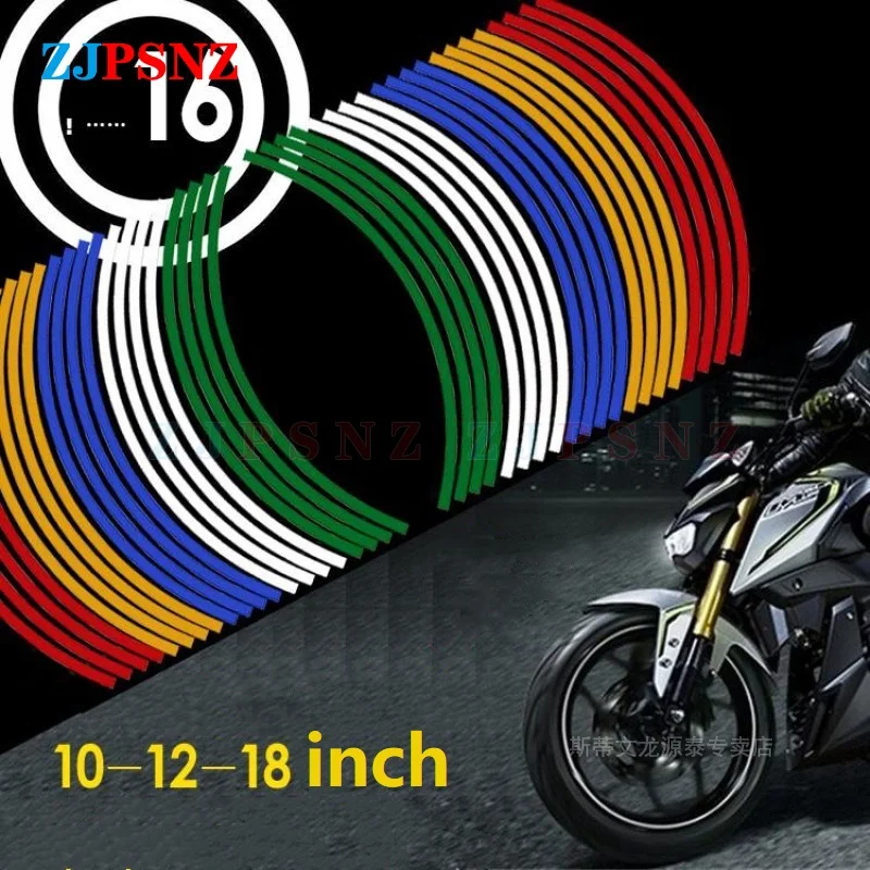 

16Pcs Reflective Motorcycle Wheel Sticker 10-12 18inch DIY Decals Rim Tape Sticker And Decals Car-styling For Motorcycle Scooter