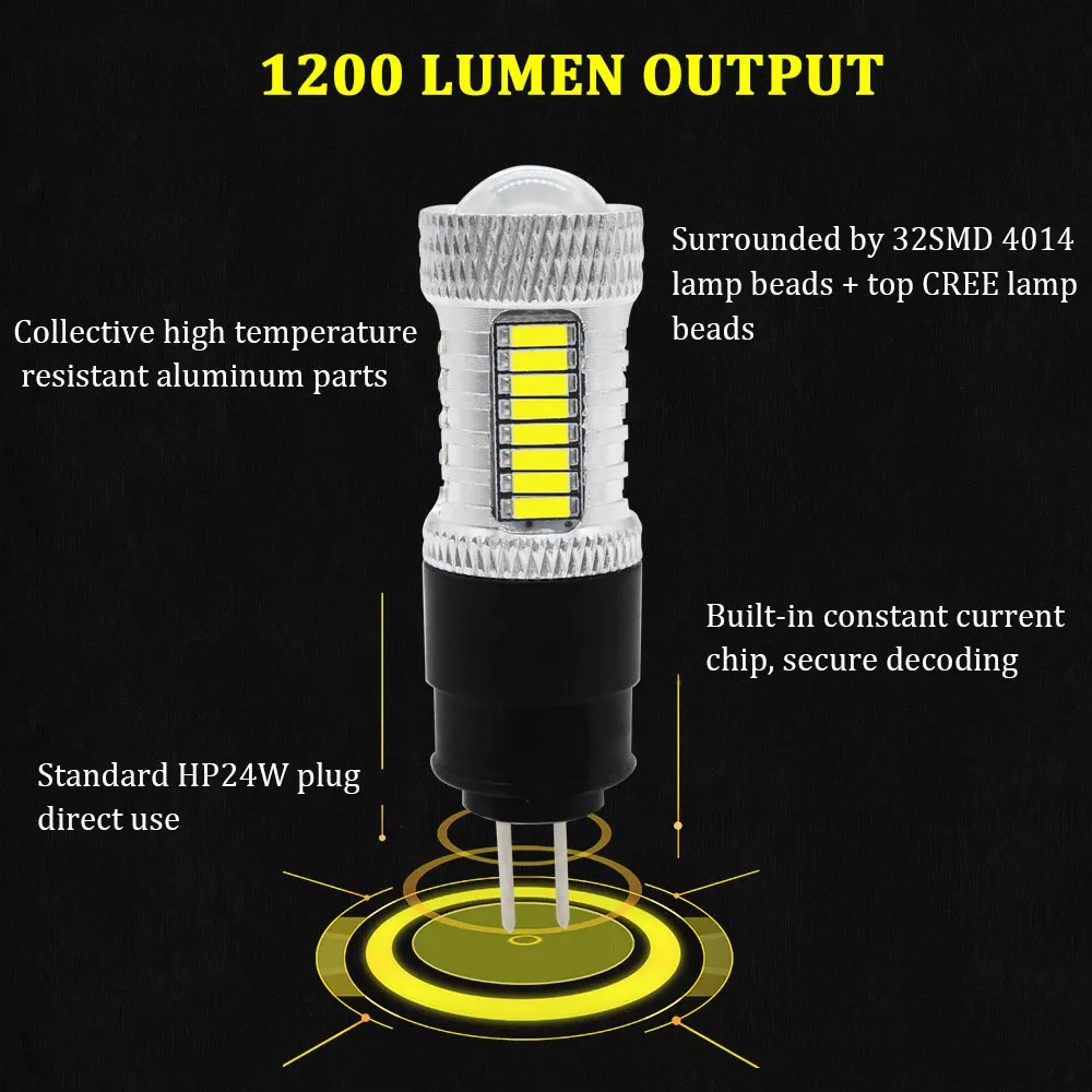 Белый 6000 К высокой мощности hp24w G4 12v led лампочки для авто peugeot пежо 3008 5008 2010 2011 2012 2013