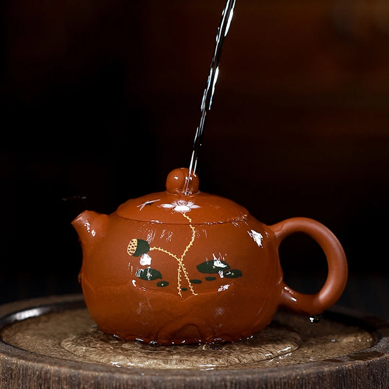 Чайный набор из исинской глины 6 76 унции Фиолетовый Глиняный чайник с рисунком