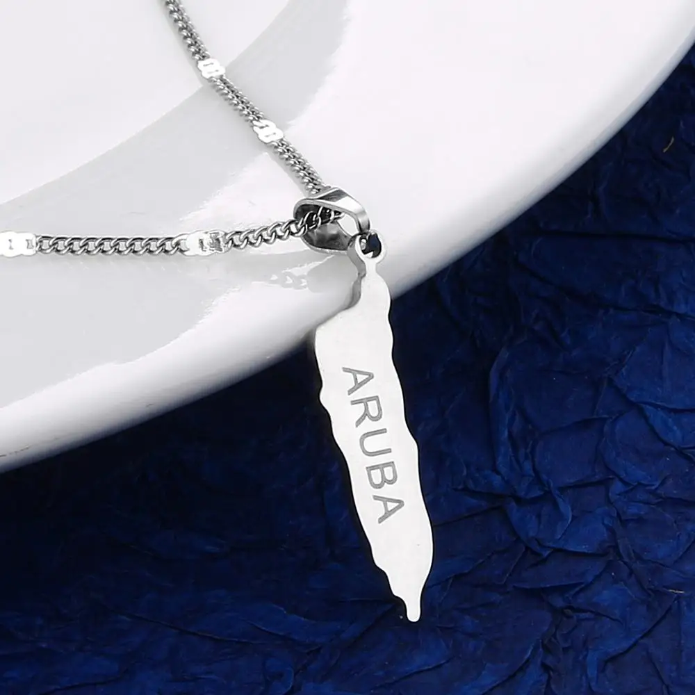 Stainless Steel Aruba Map Pendant Necklace Trendy Caribbean Islands Maps Chain Jewelry | Украшения и аксессуары