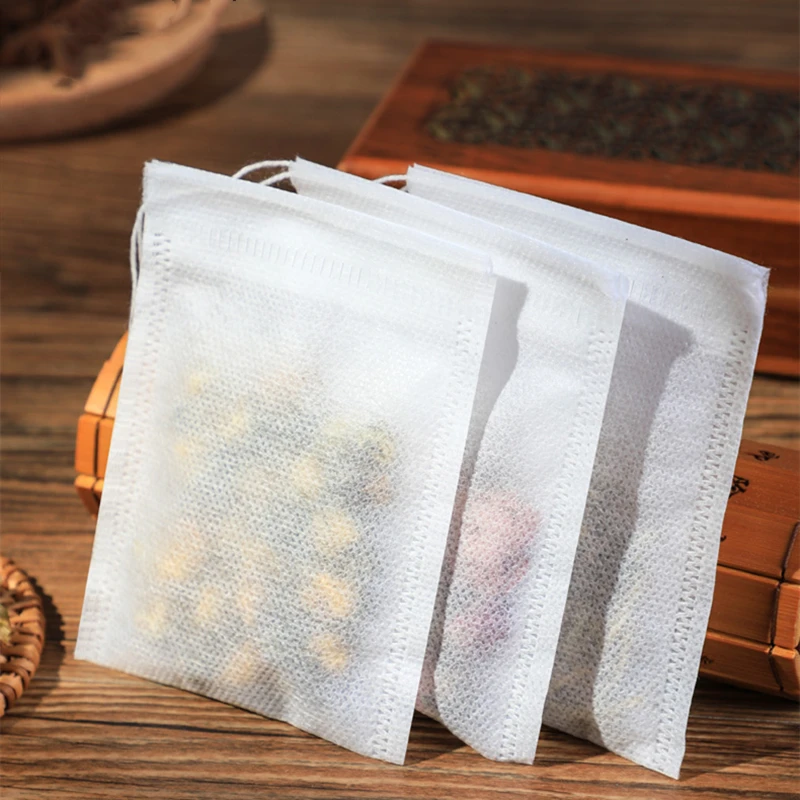 Bolsita de papel de filtro para t&eacute; y caf&eacute;, bolsa de tela no tejida de grado alimenticio, con cord&oacute;n, para hierbas sueltas, 1200 Uds.-1