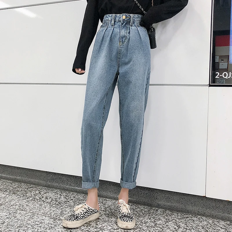 Женские джинсовые штаны повседневные шаровары большого размера плюс|Джинсы МОМ|