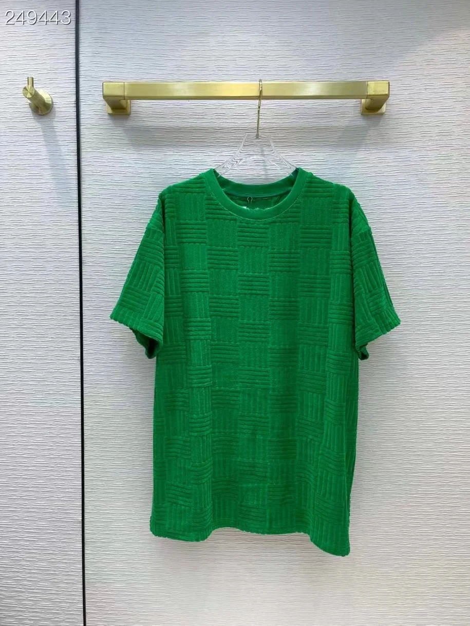 

2021 Autumn Fashion Casual Pullover T-shirts Women's clothing Runway Elegant Jacquard Green T-shirt