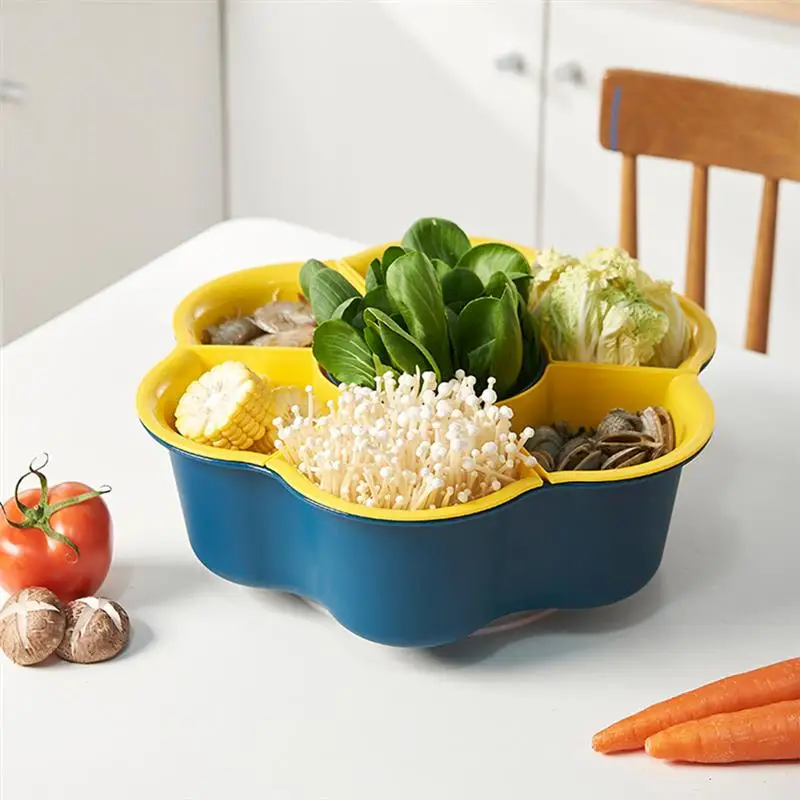 

Double-Layer Hot Pot Rotating Tray Fruit And Vegetable Drain Storage Box Candy Tray Double-Layer Food Storage Box
