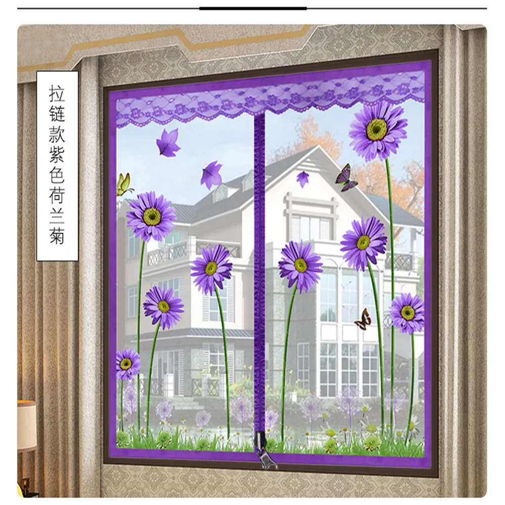 

Insect proof net Anti-mosquito Screens Custom Window screen mesh curtain Mosquito curtain of Zipper Dustproof screen window 1PCS