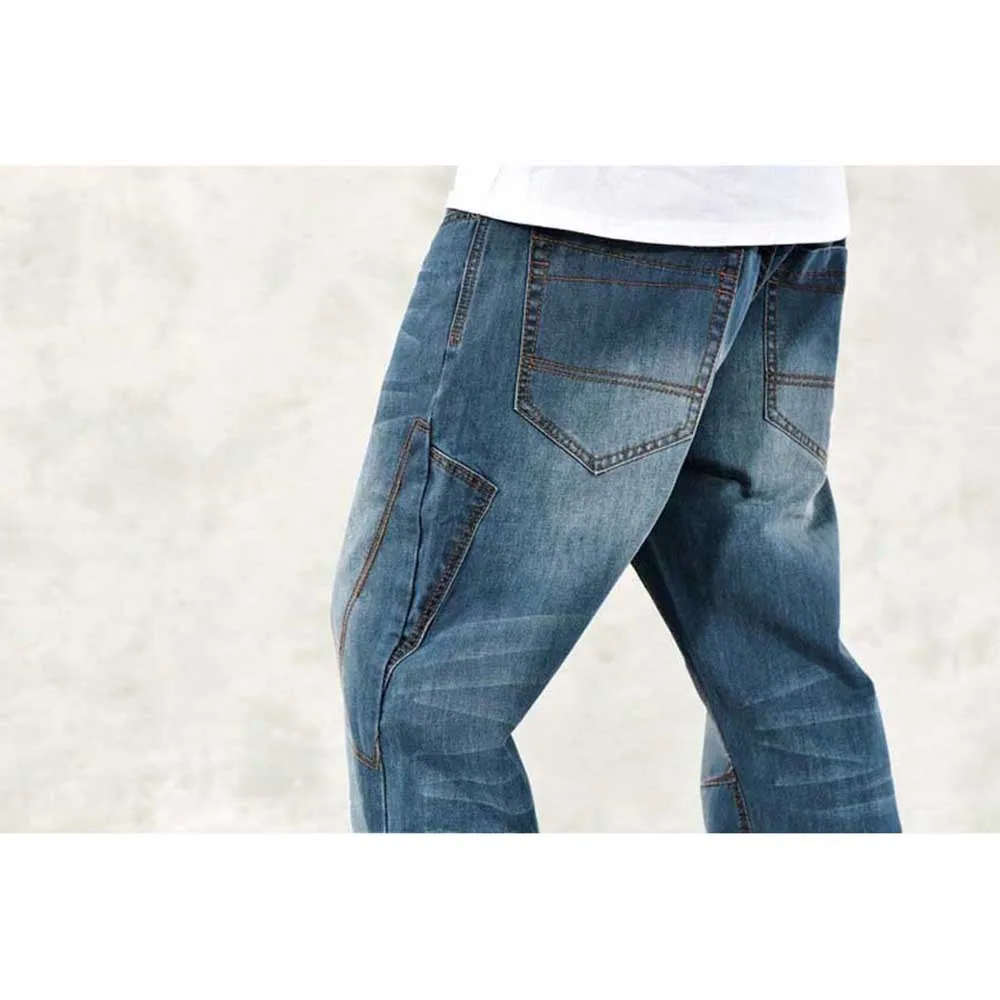 Джинсы мужские свободные с широкими штанинами повседневные брюки султанки из